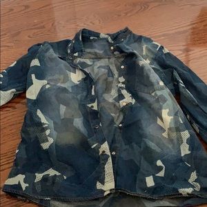 a denim-camo looking button down